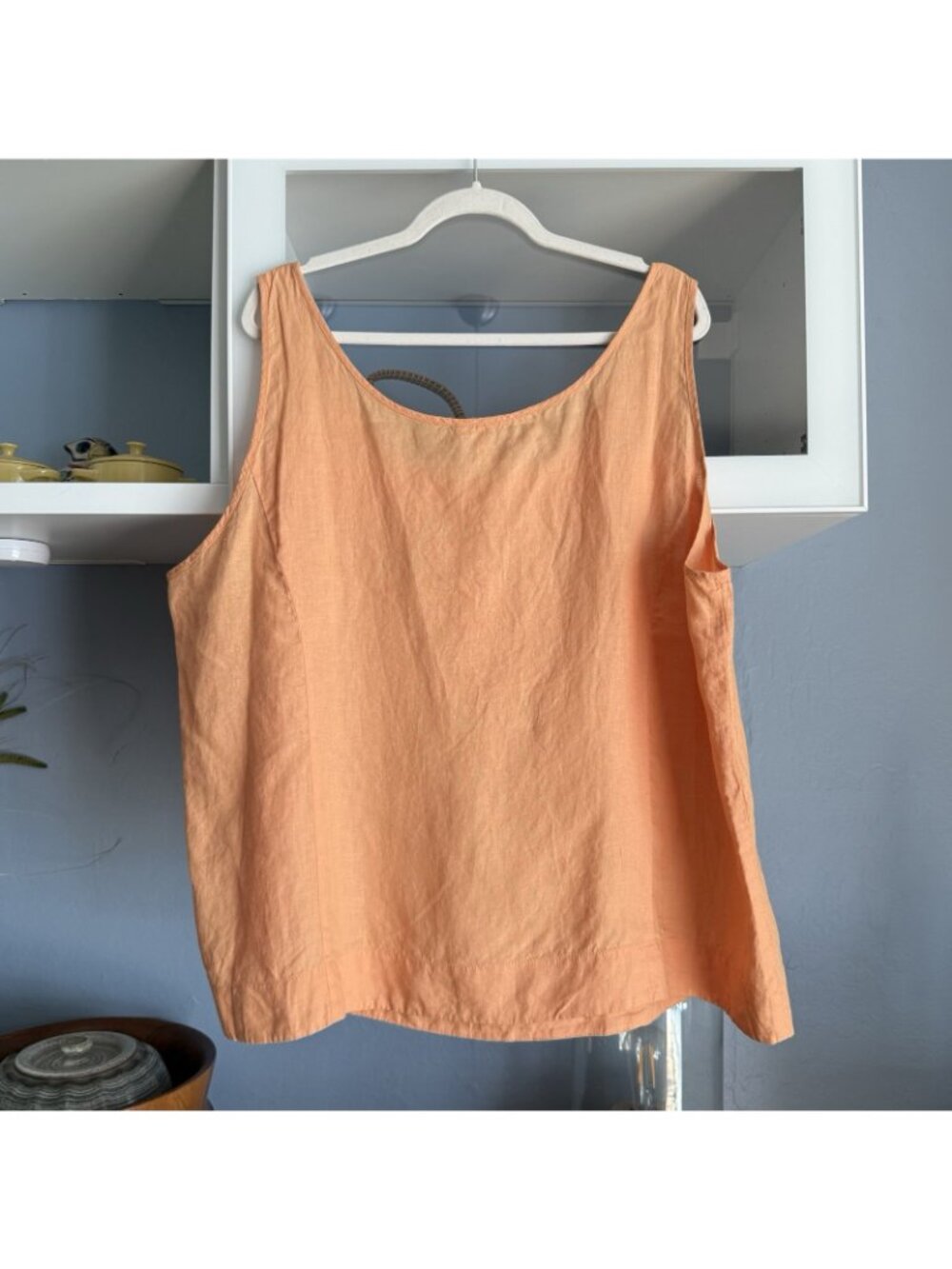 Eileen Fisher Handkerchief Irish Linen Sleeveless Tank Top Sz 3X NWT Orange - Picture 2 of 5